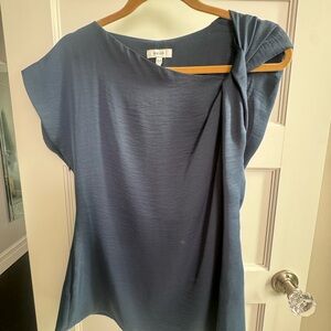Reiss Slate Blue Draped Blouse